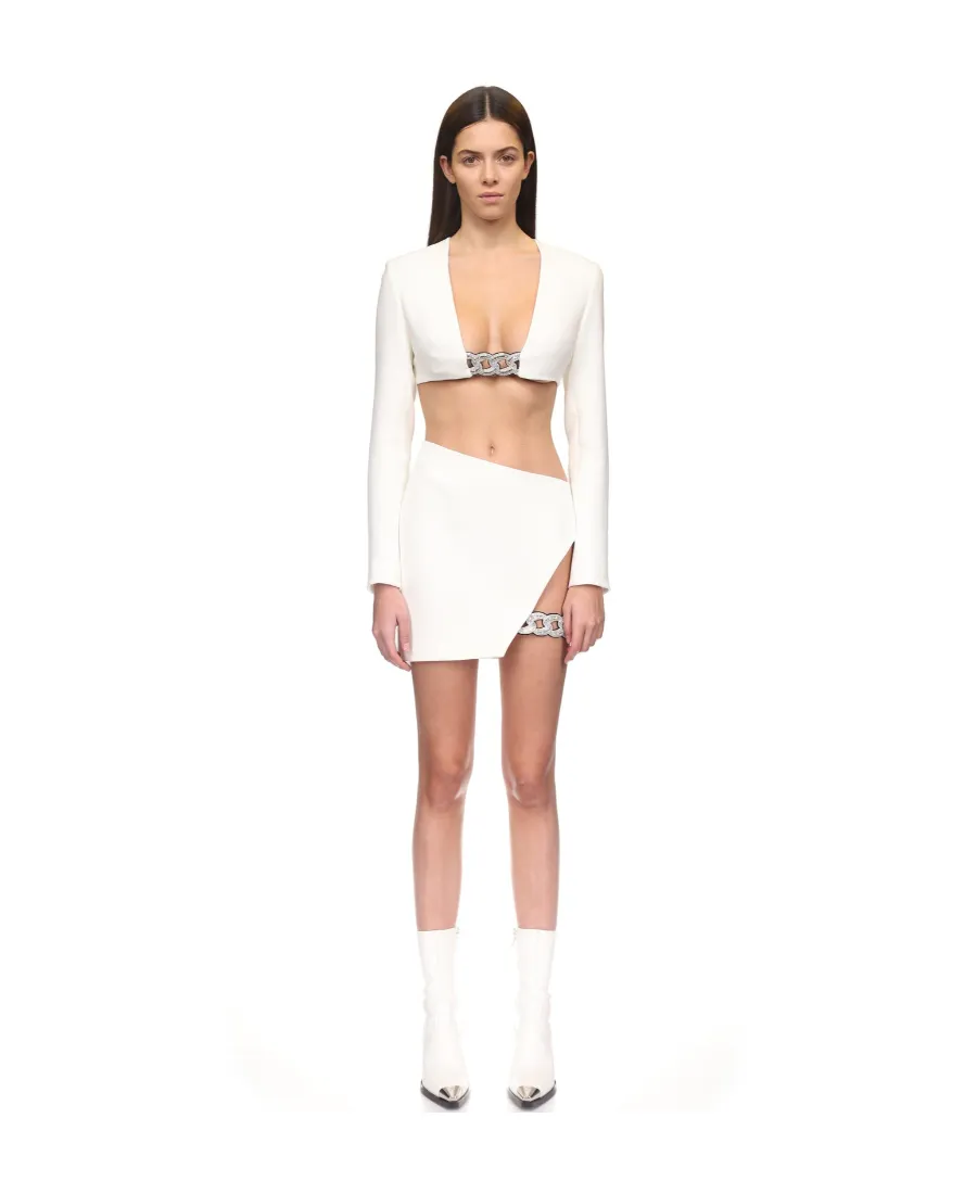 3D Crystal Chain Square Neck Blouse