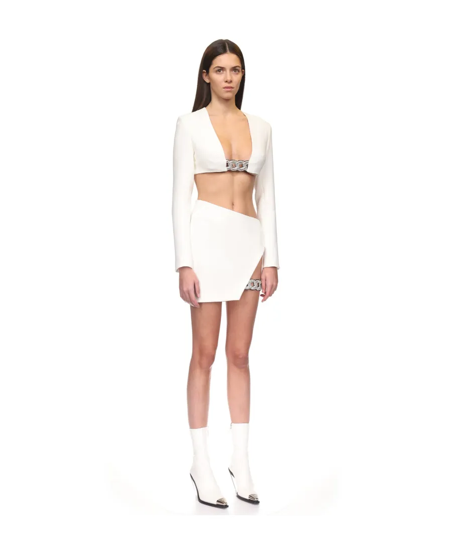 3D Crystal Chain Square Neck Blouse