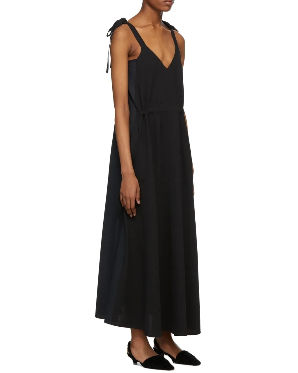 V-Neck Pleated Dress
