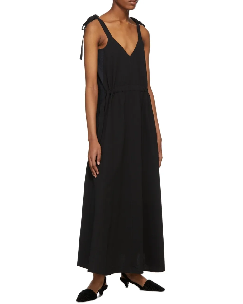 V-Neck Pleated Dress