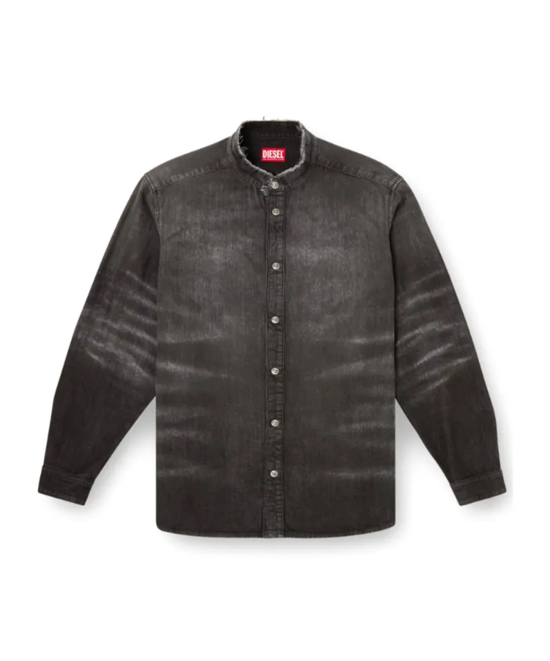 Distressed Honeycomb Denim Shirt