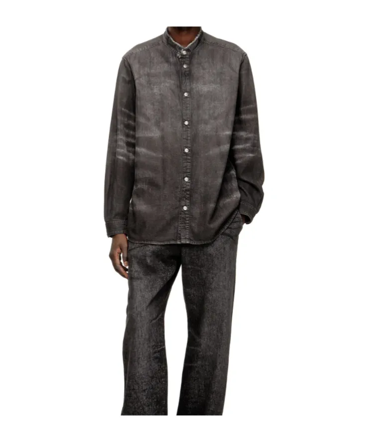 Distressed Honeycomb Denim Shirt