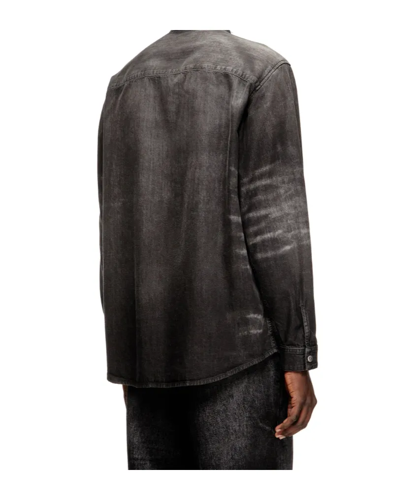 Distressed Honeycomb Denim Shirt