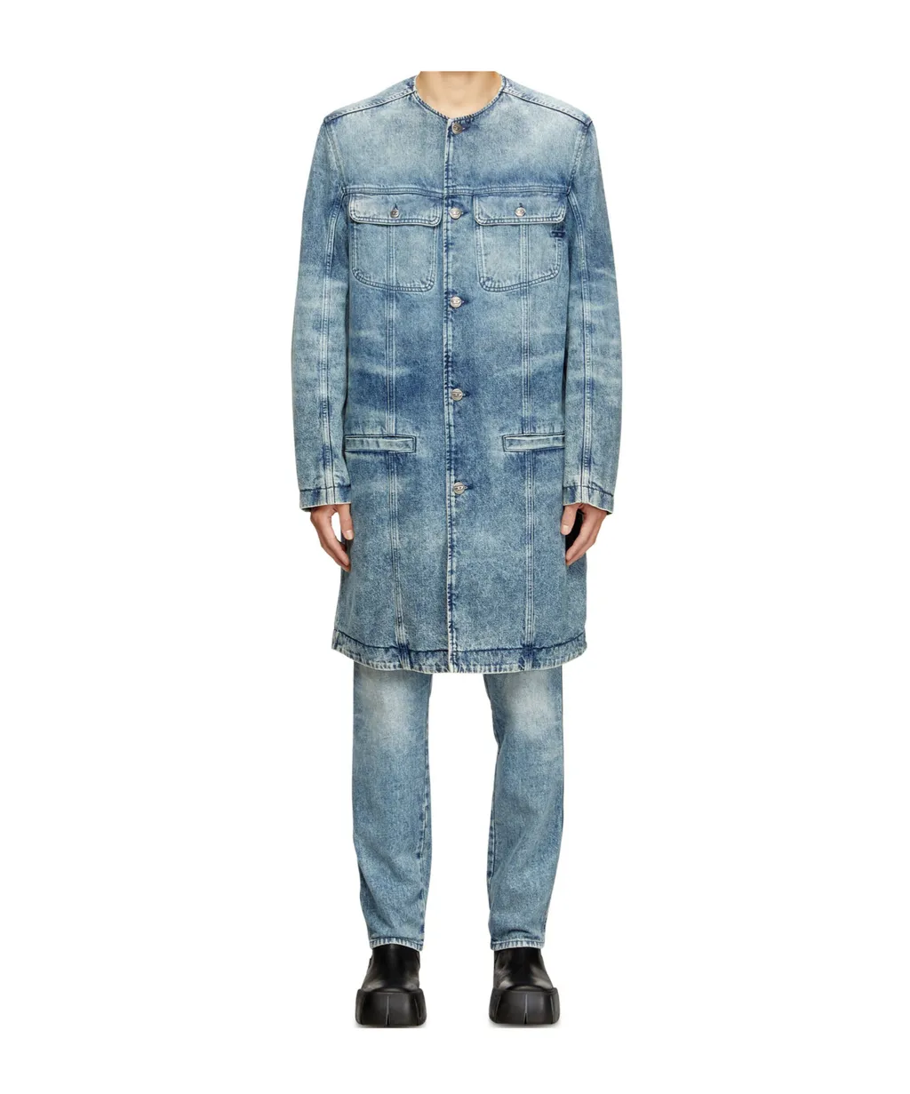 Coat In Lasered Cotton-Hemp Denim