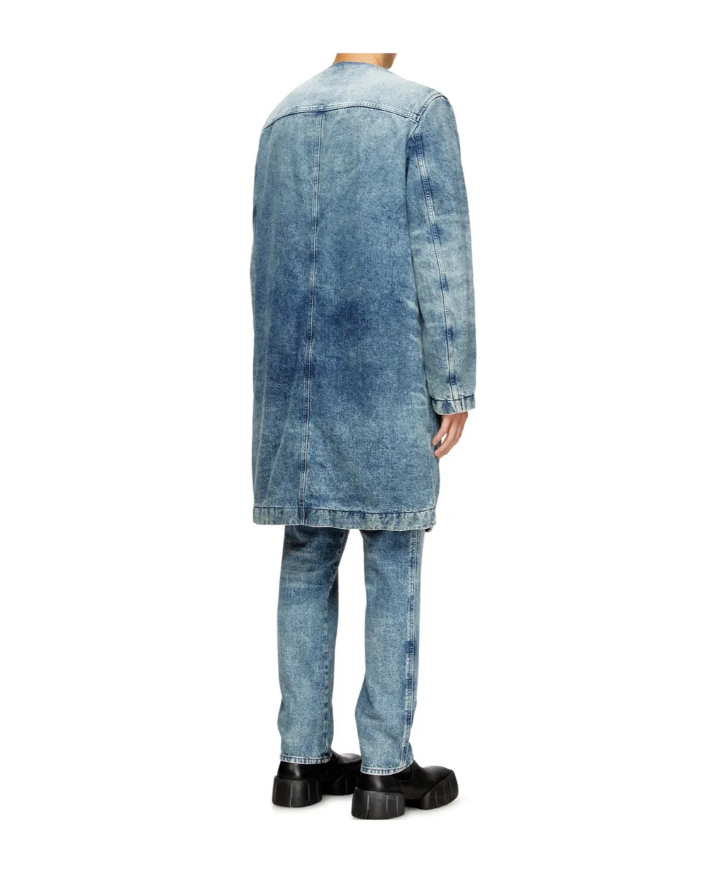 Coat In Lasered Cotton-Hemp Denim