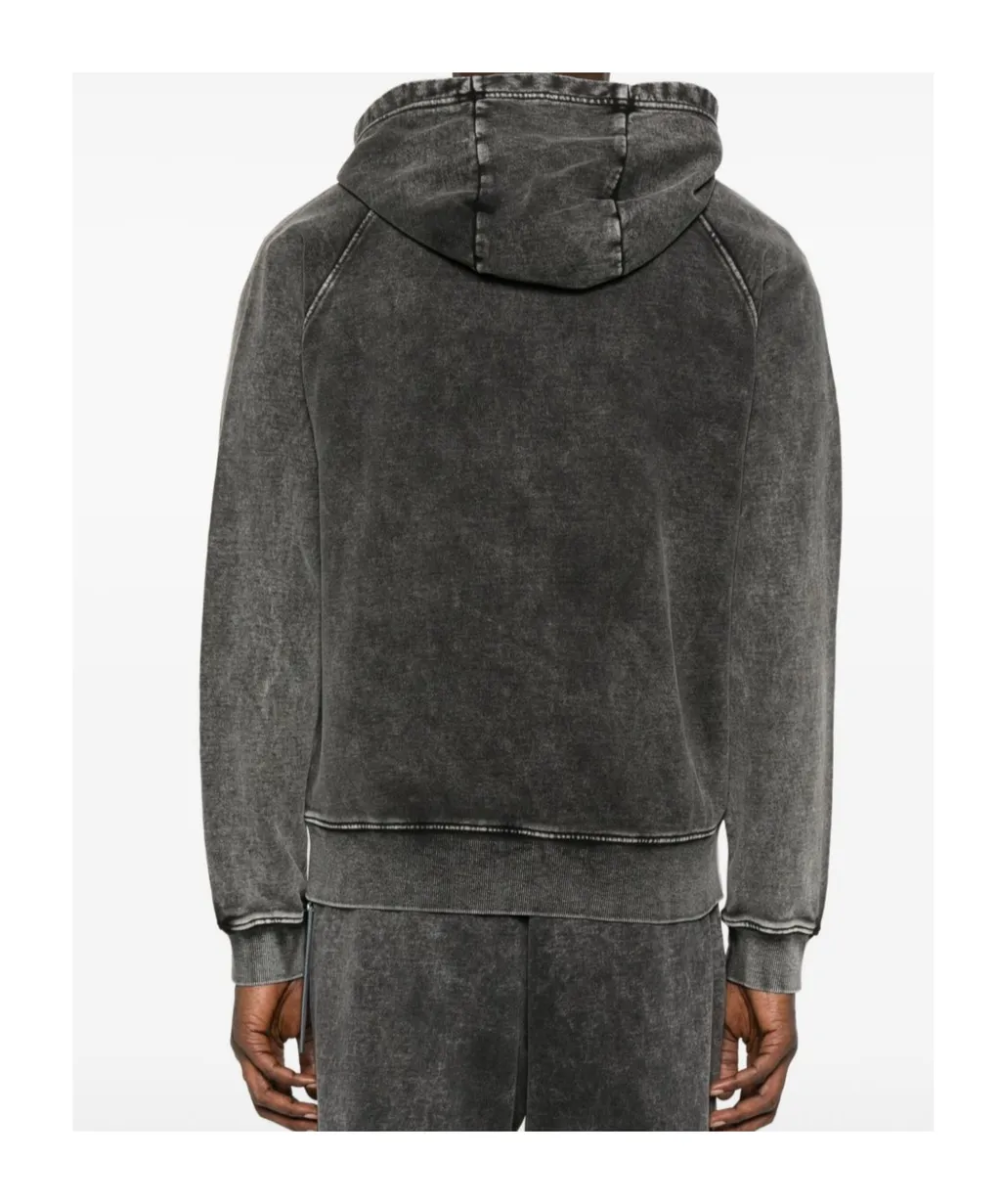 Faded Effect Zip-Up Hoodie