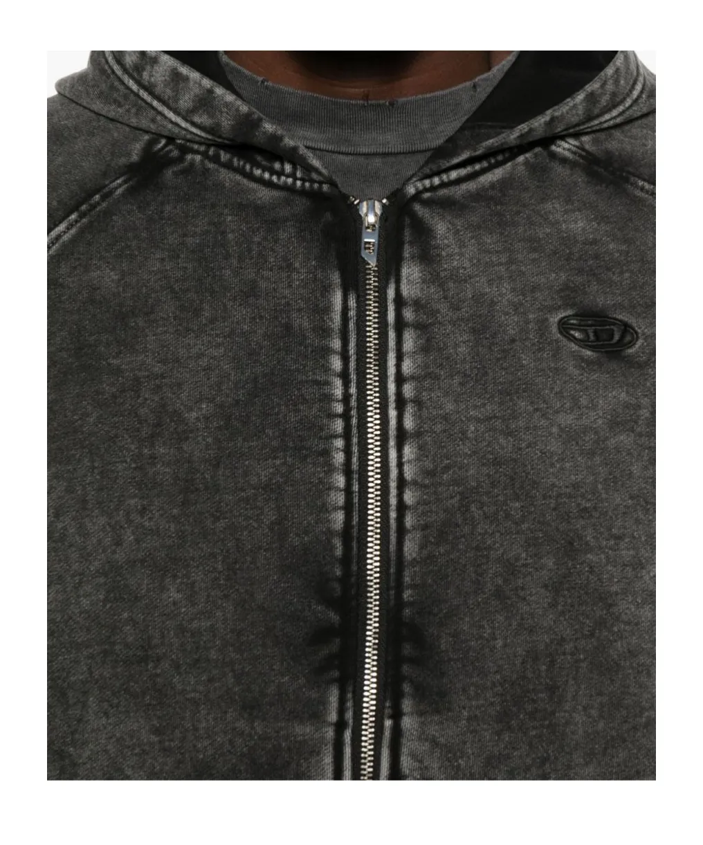Faded Effect Zip-Up Hoodie