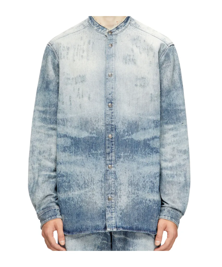 Mandarin Collar Denim Shirt