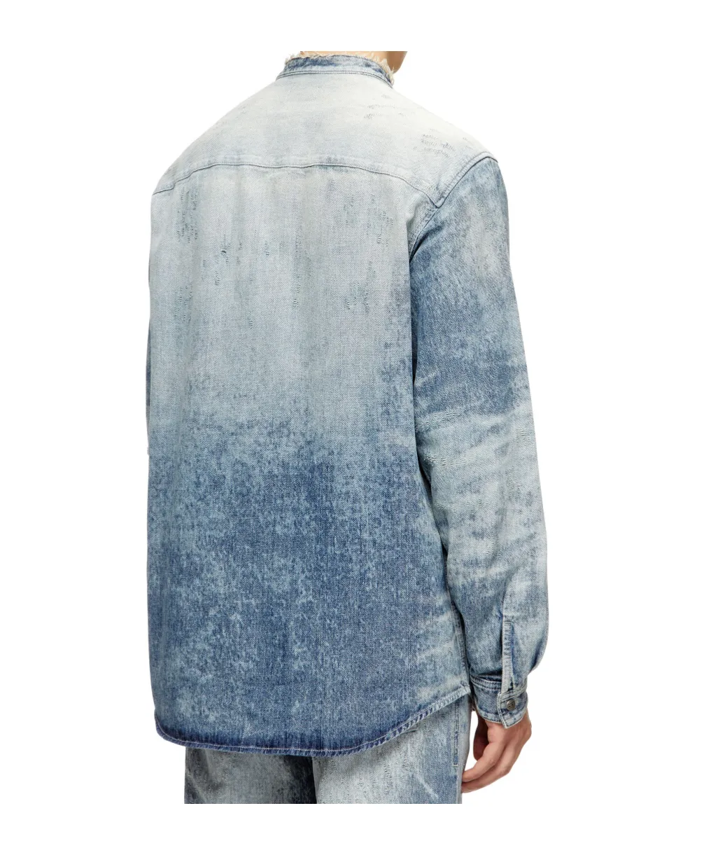 Mandarin Collar Denim Shirt