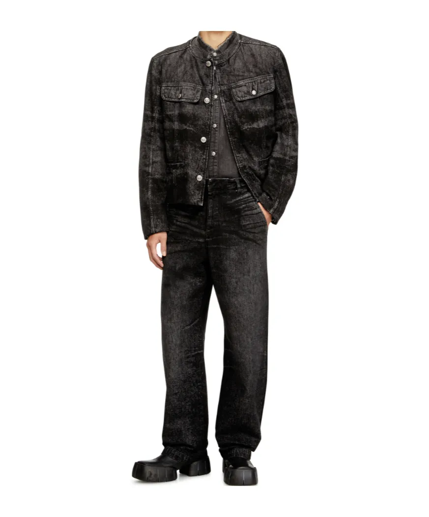 Jacket In Lasered Cotton-Hemp Denim