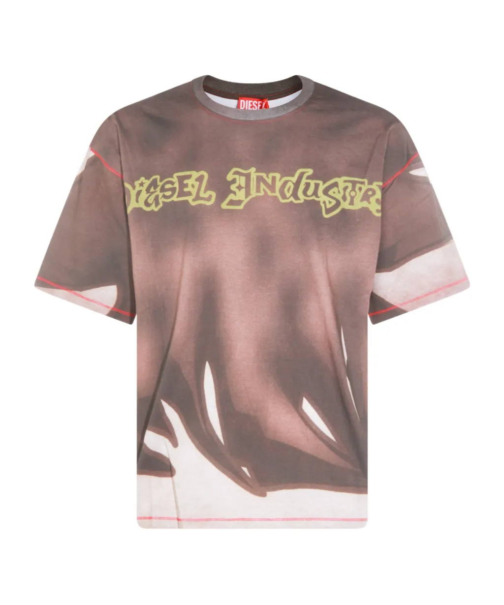 Abstract-Print Mesh T-Shirt