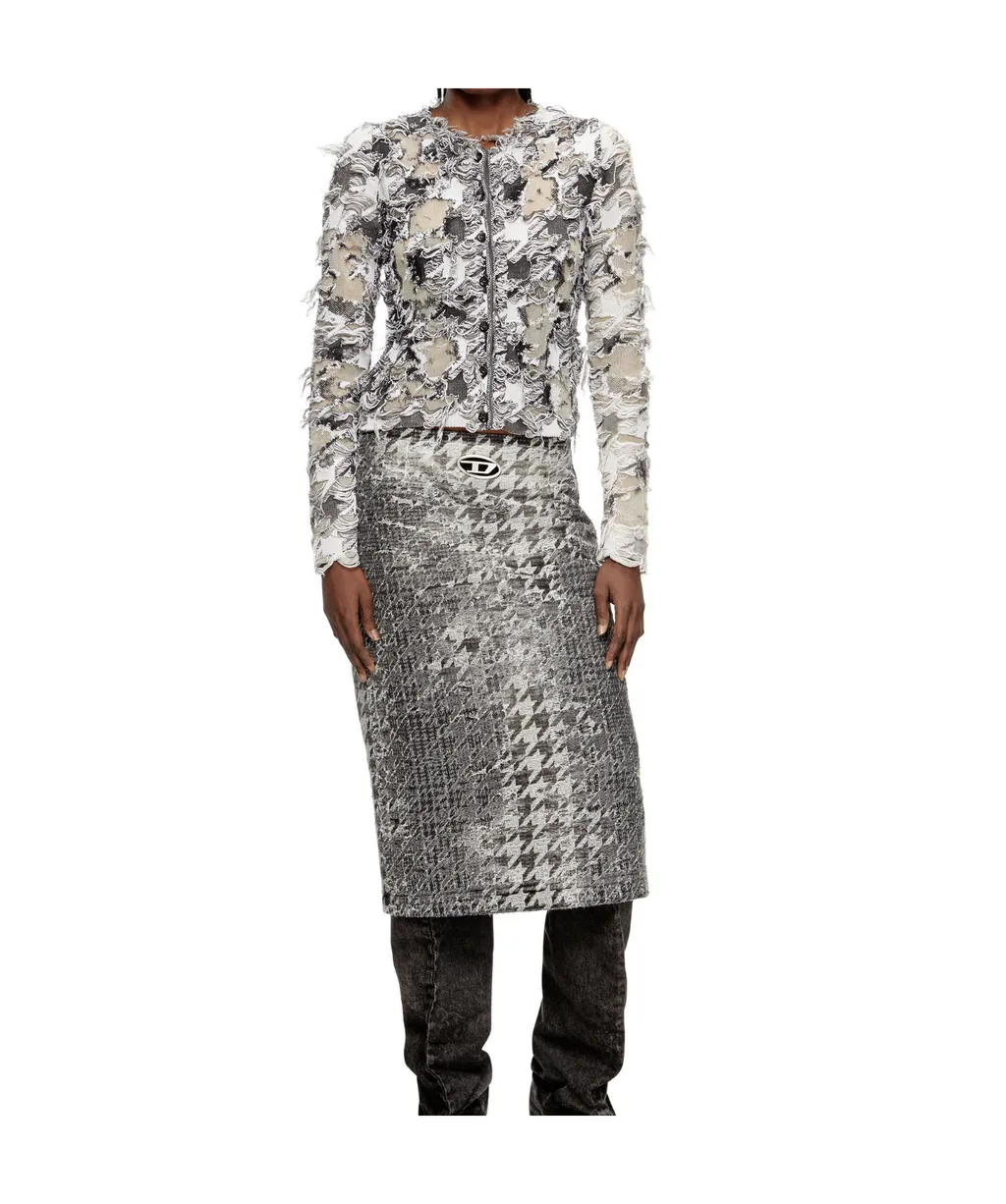 Cardigan In Devoré Houndstooth Jacquard