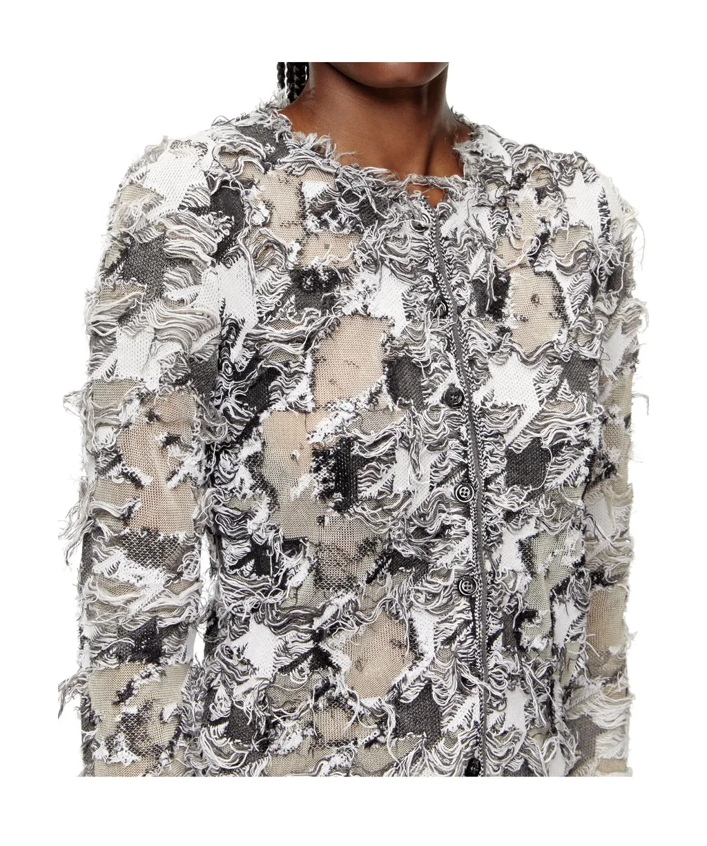 Cardigan In Devoré Houndstooth Jacquard
