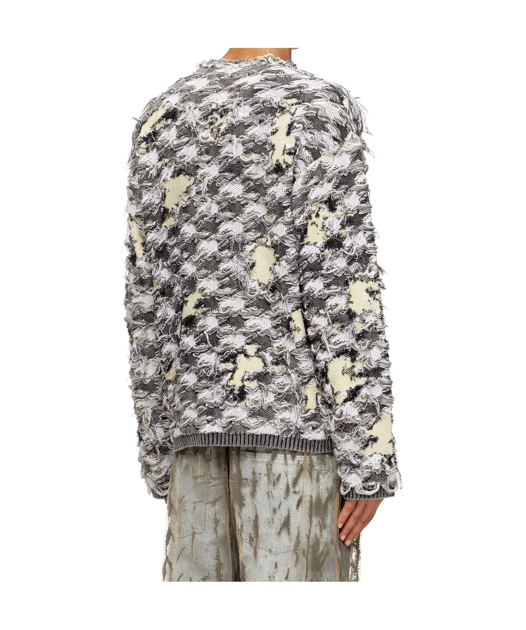 Cardigan In Devoré Houndstooth Jacquard