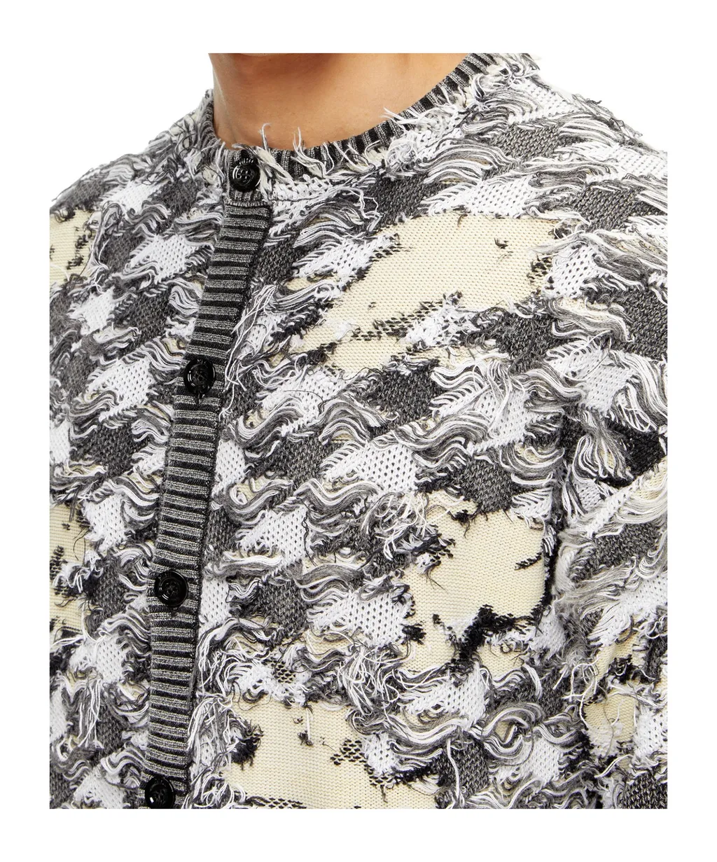 Cardigan In Devoré Houndstooth Jacquard