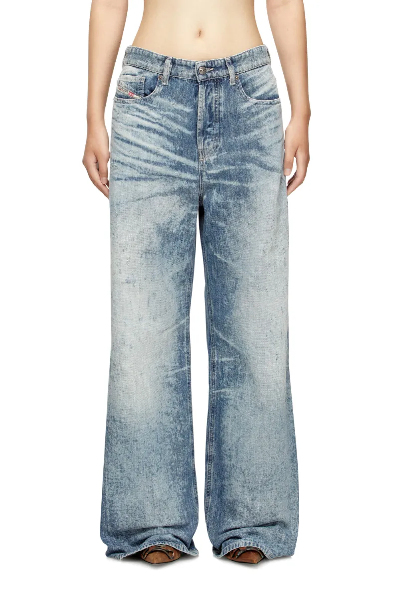 Logo Patch Wide Leg Jeans