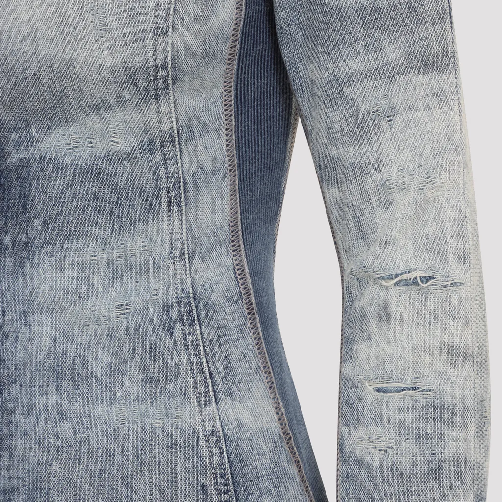 D-Simp-Fsh Distressed Honeycomb Denim Shirt