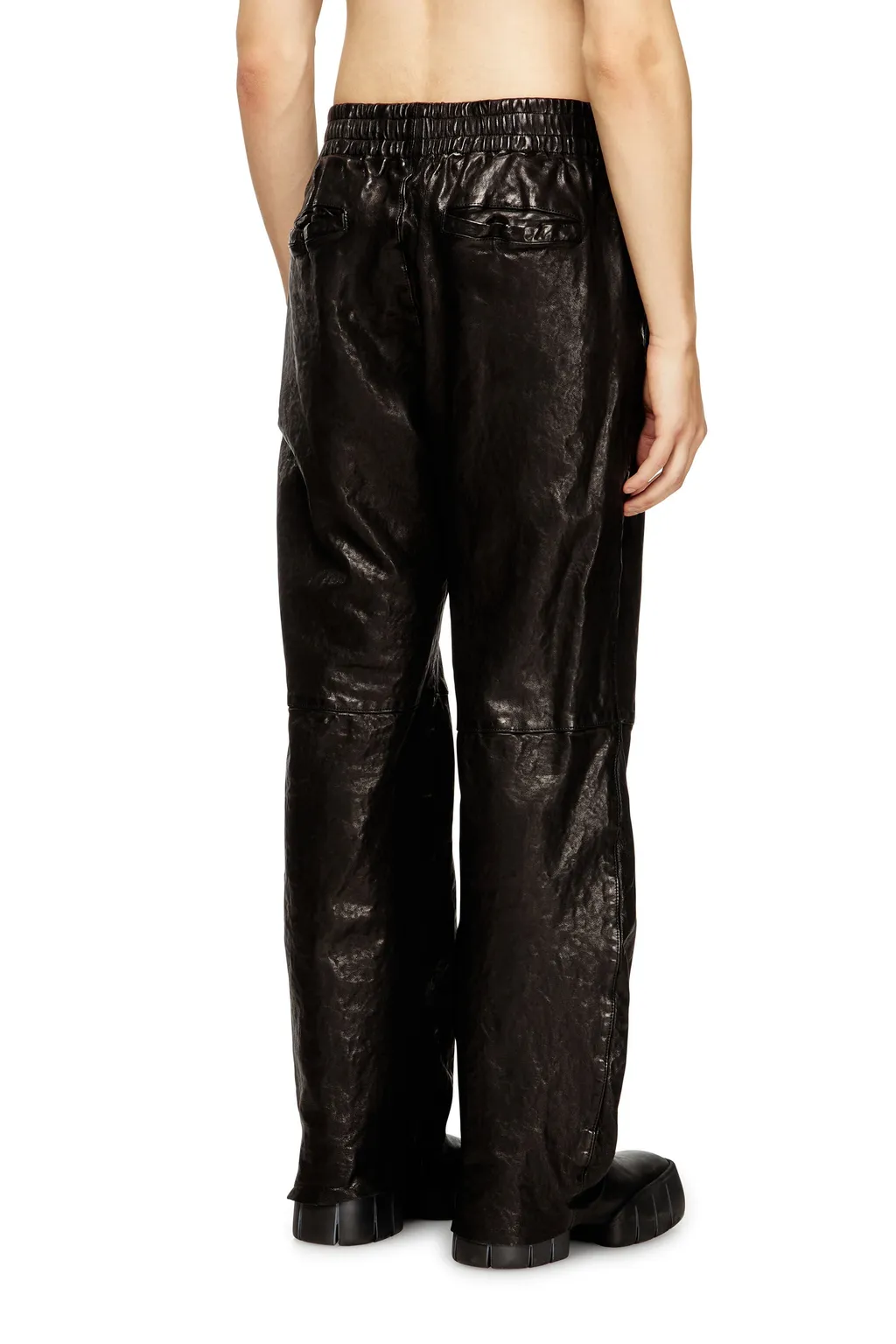 Elasticated-Waist Leather Trousers