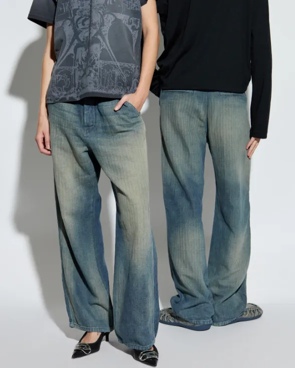 D-Phant-Chino Herringbone Faded Jeans