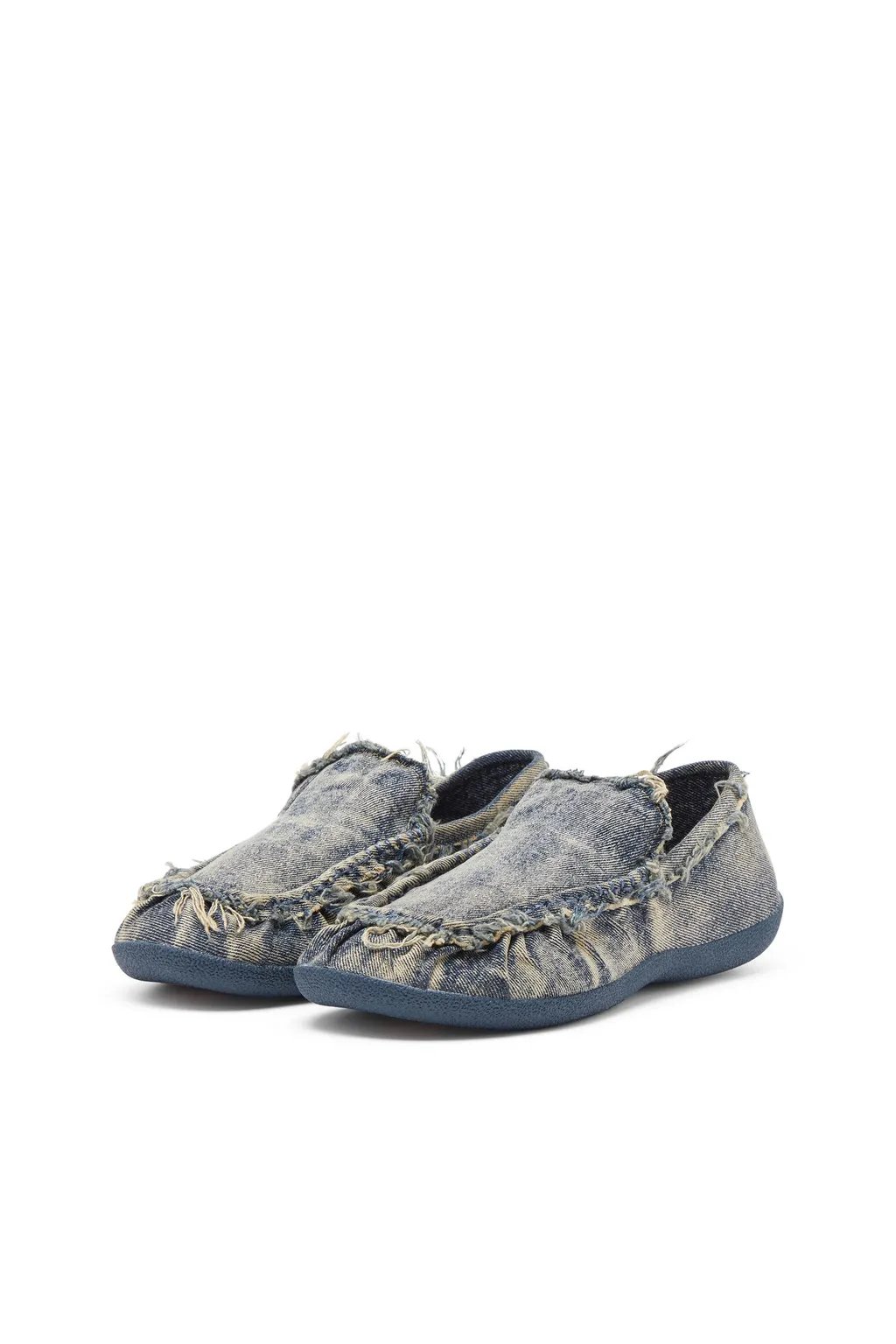 D-Shock Moc Frayed Denim Loafers