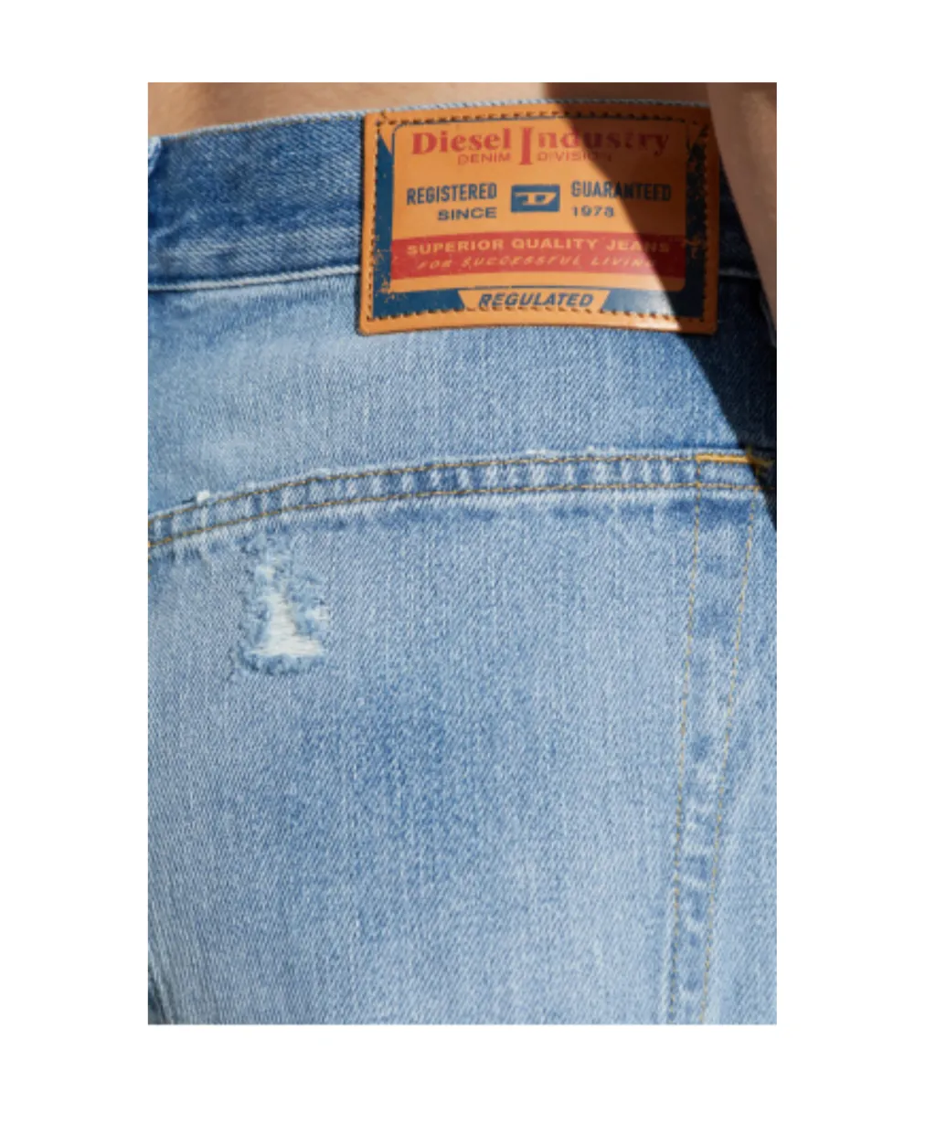 Distressed Light-Wash Jeans