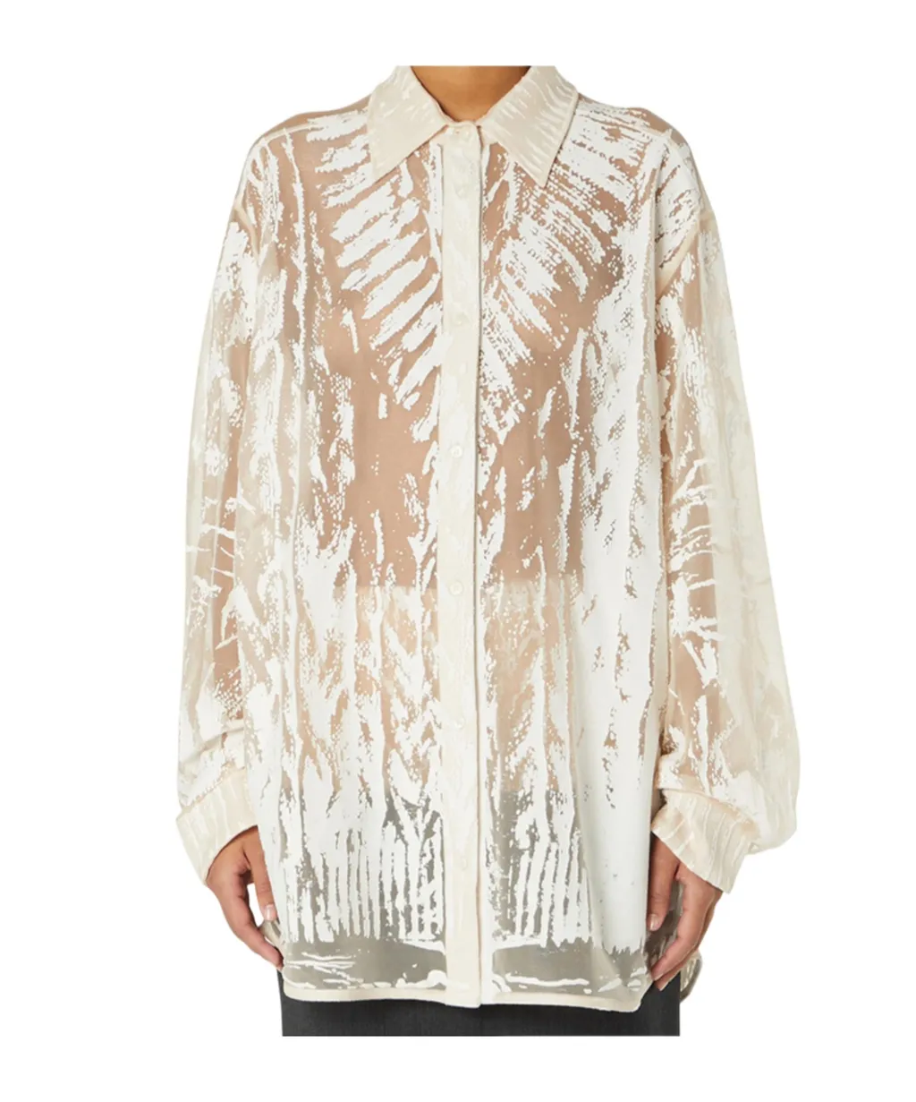 Abstract-Printed Curved Hem Shirt