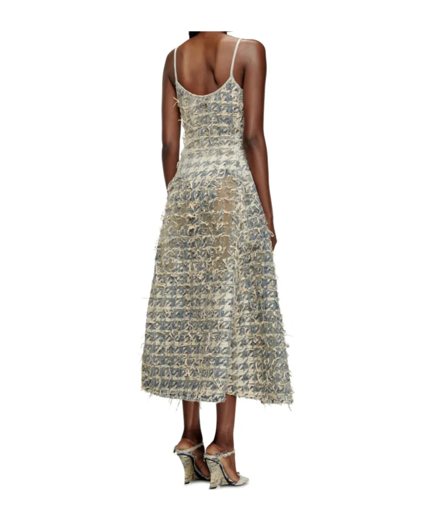 Long Skirt In DÉVoré Houndstooth Denim
