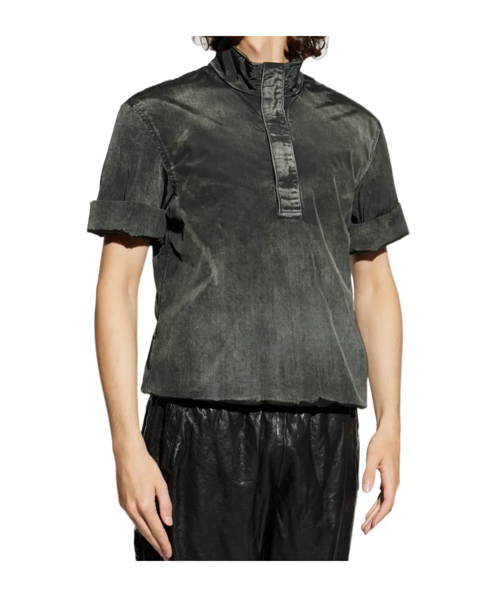Denim-Effect Short-Sleeve Polo Shirt