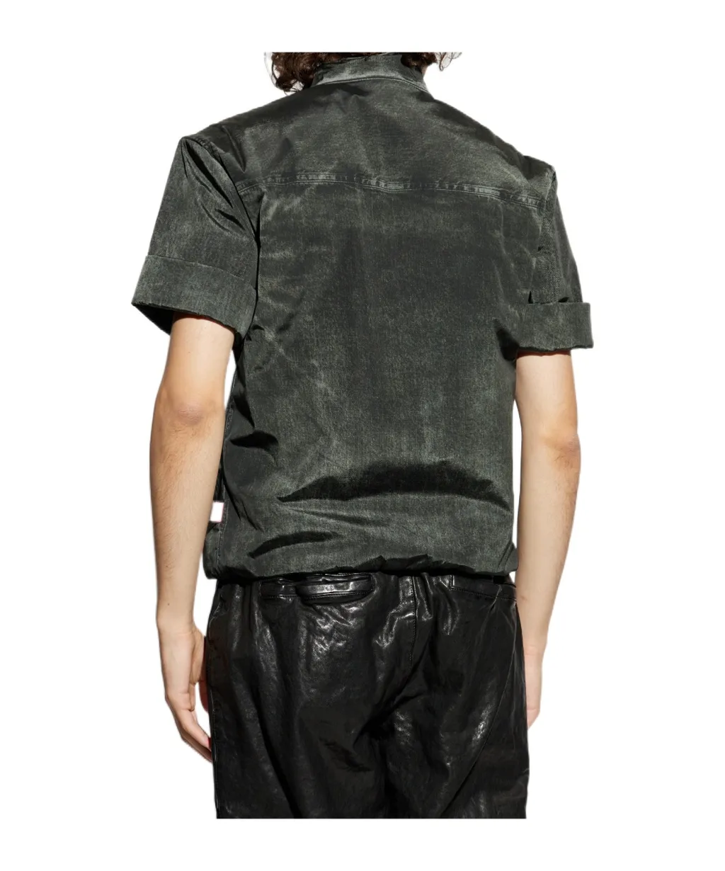 Denim-Effect Short-Sleeve Polo Shirt