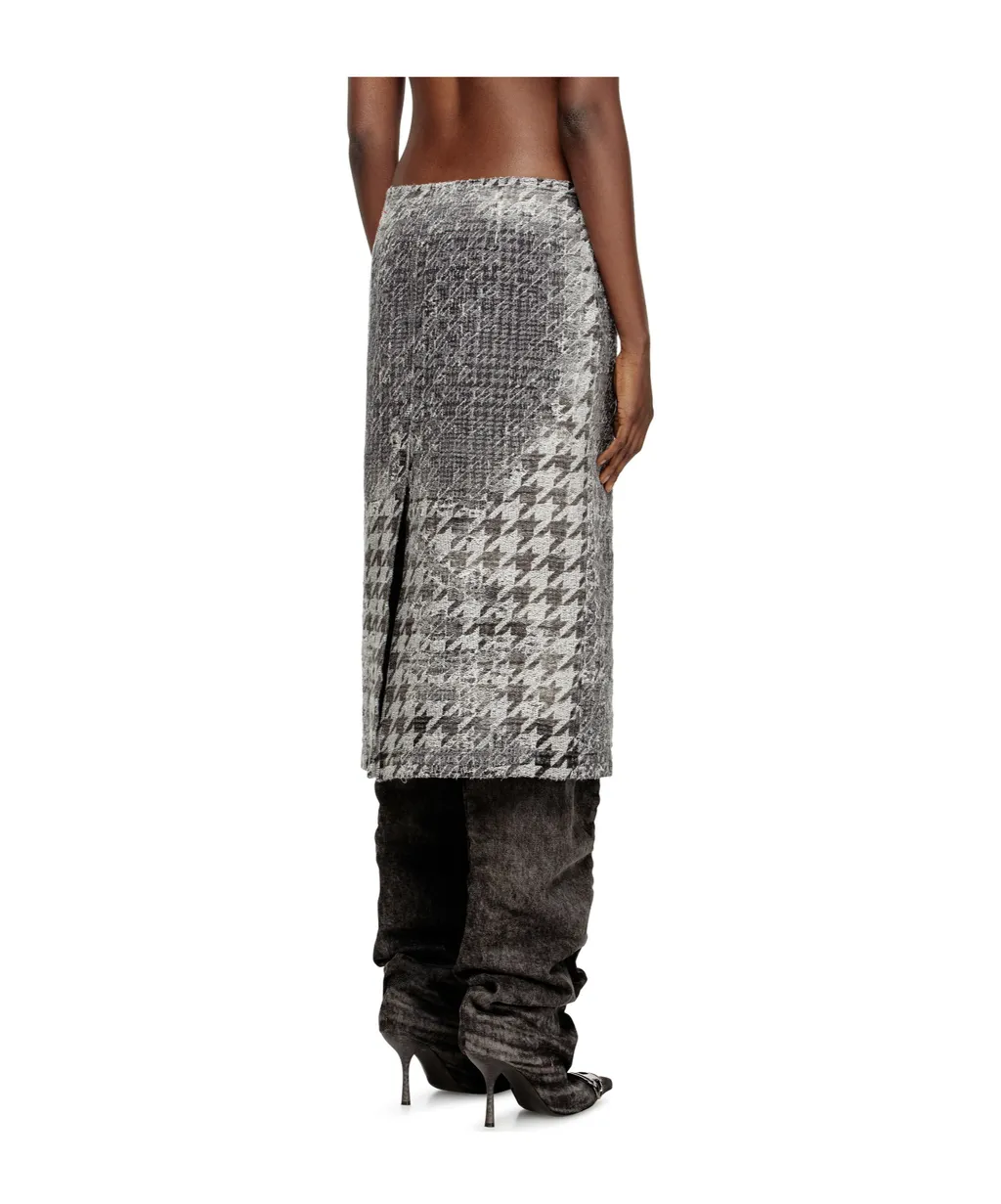 Midi Skirt In Prince Of Wales Jacquard Denim
