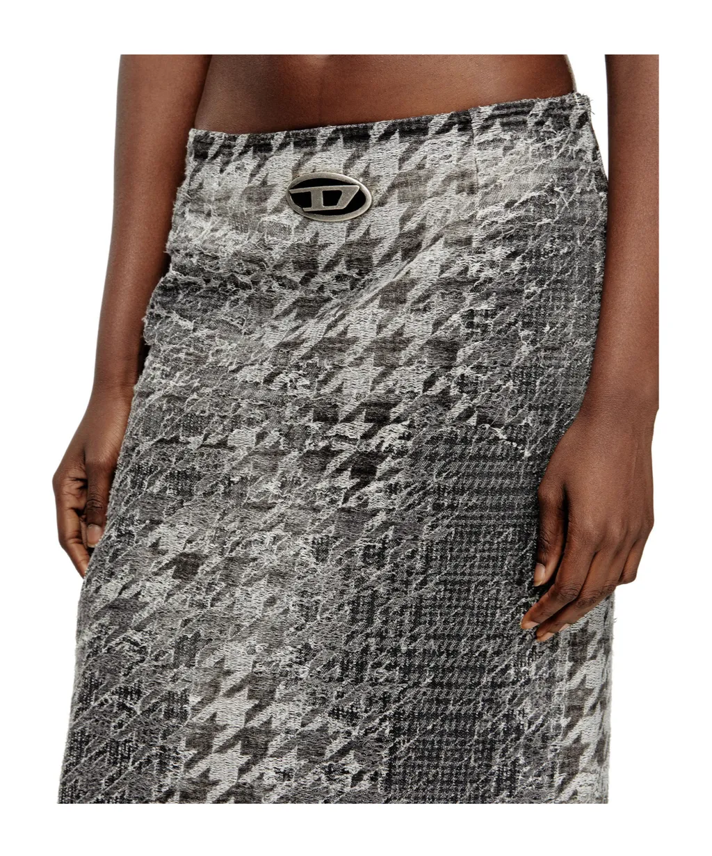 Midi Skirt In Prince Of Wales Jacquard Denim