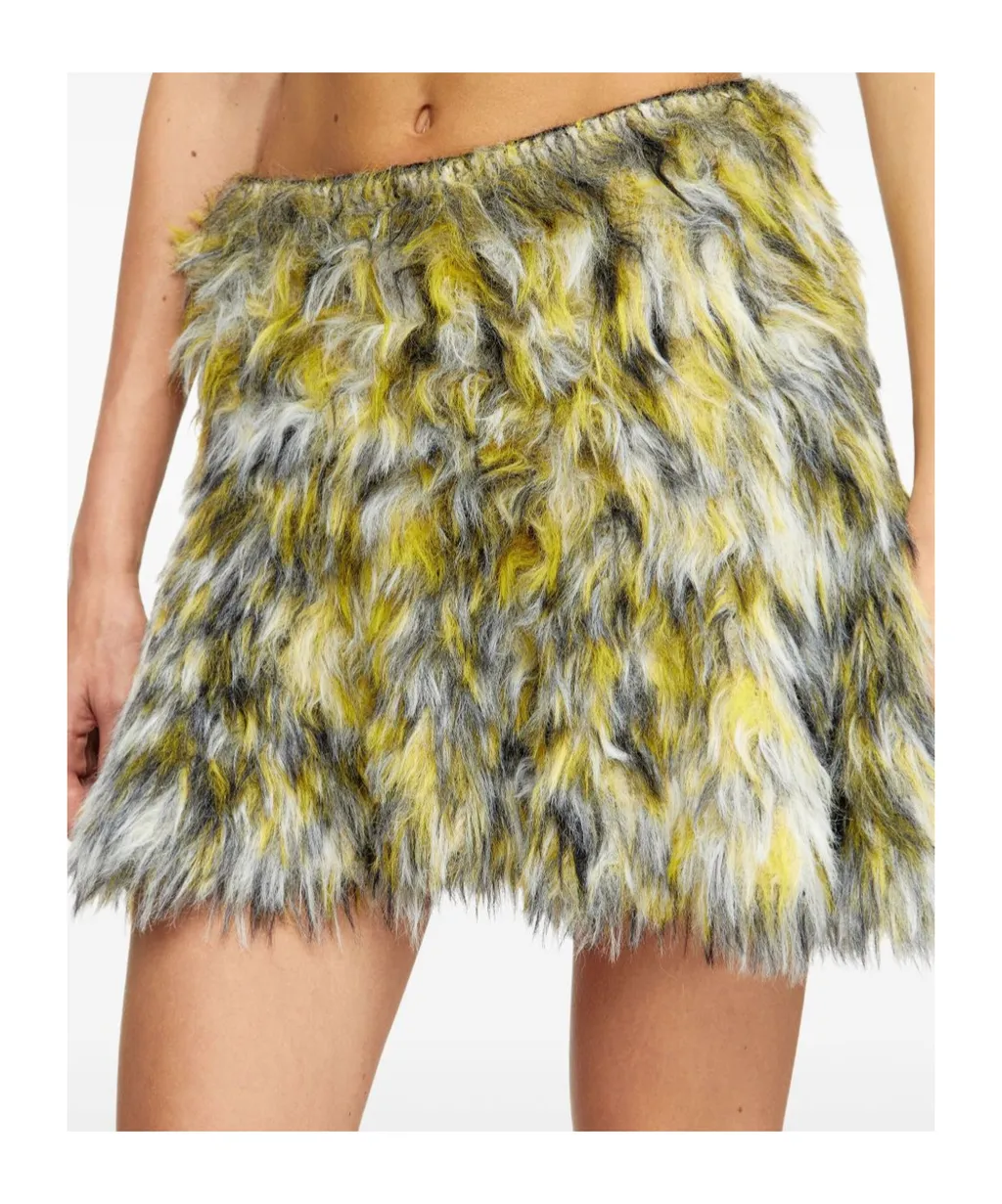Fluffy Jacquard Knit Mini Skirt