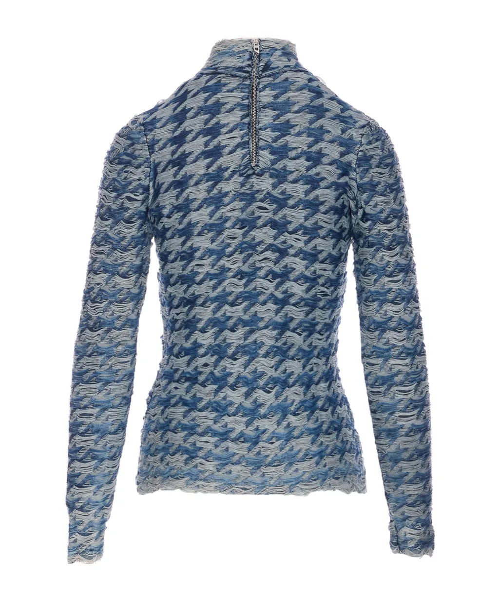Turtleneck Wave-Pattern Sweater