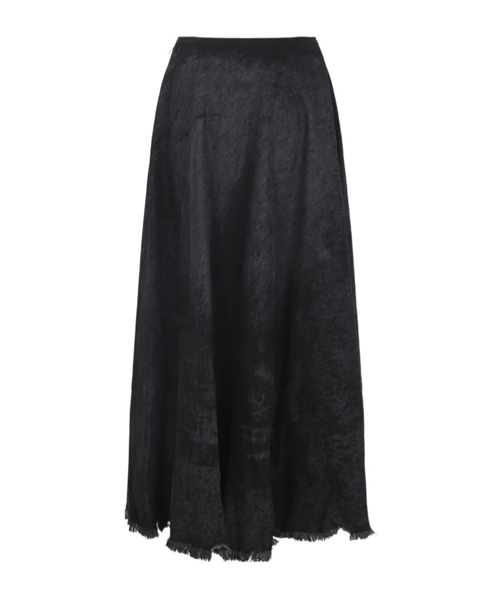 Frayed-Hem A-Line Skirt