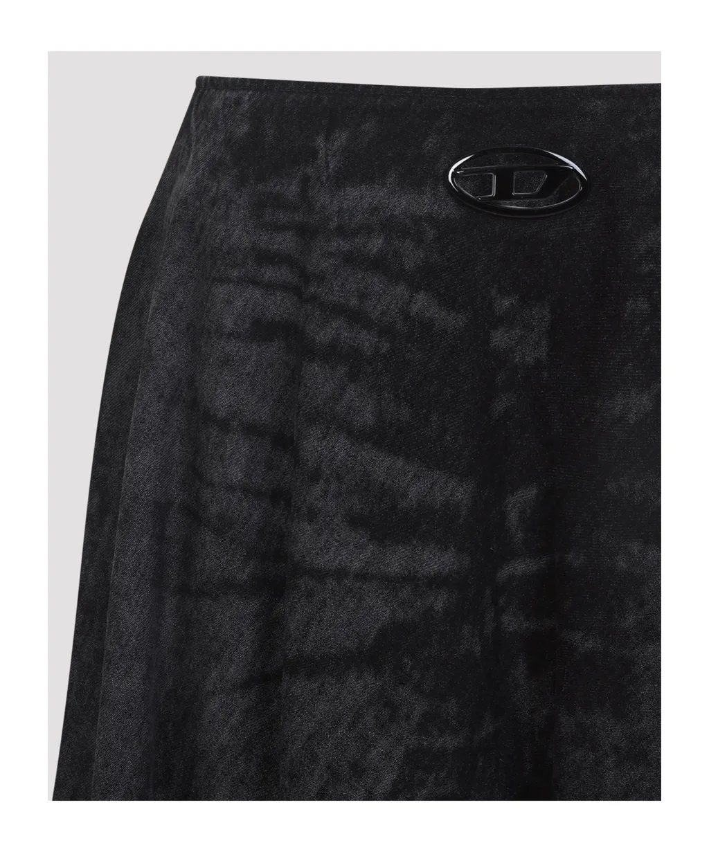 Frayed-Hem A-Line Skirt