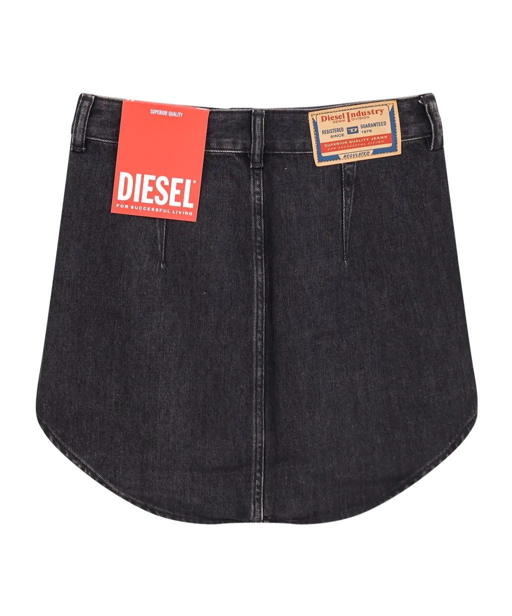Button-Front Denim Mini Skirt