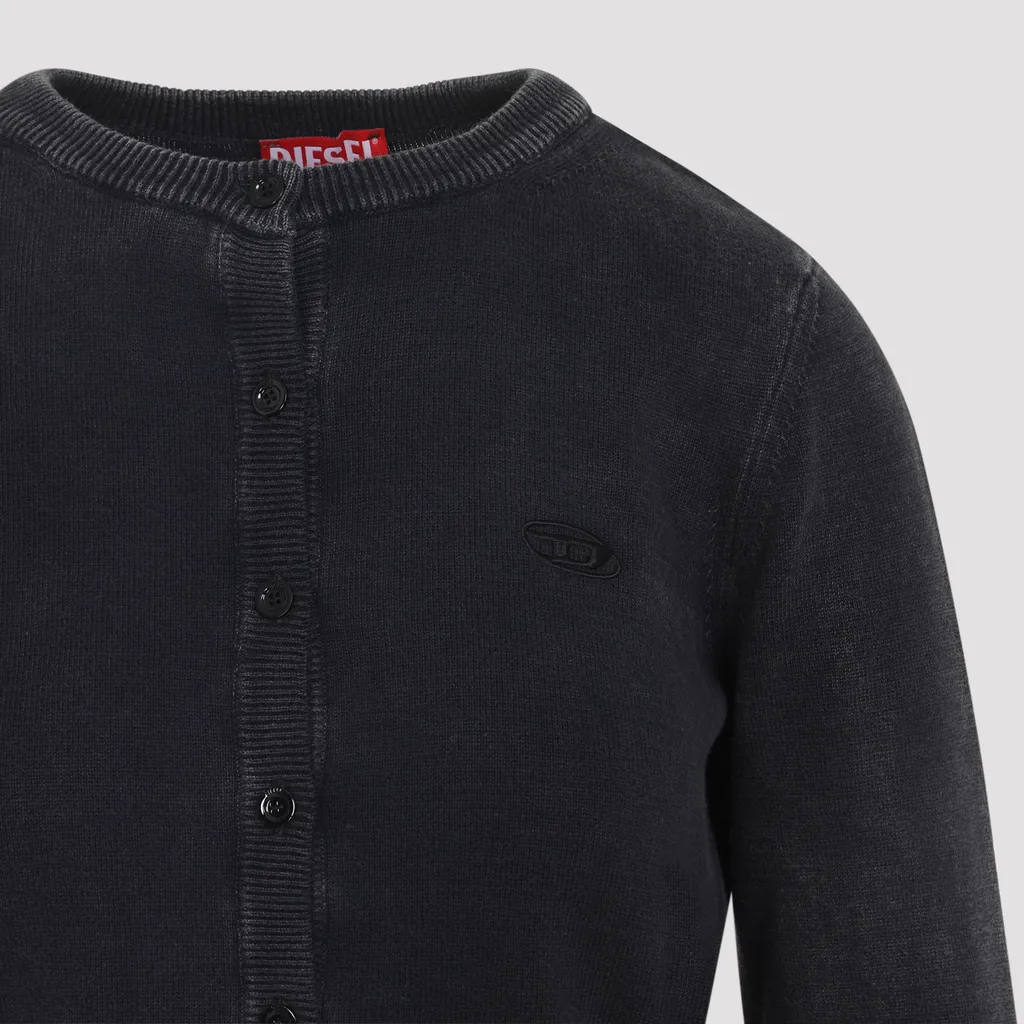Button-Fastening Logo-Embroidered Cardigan
