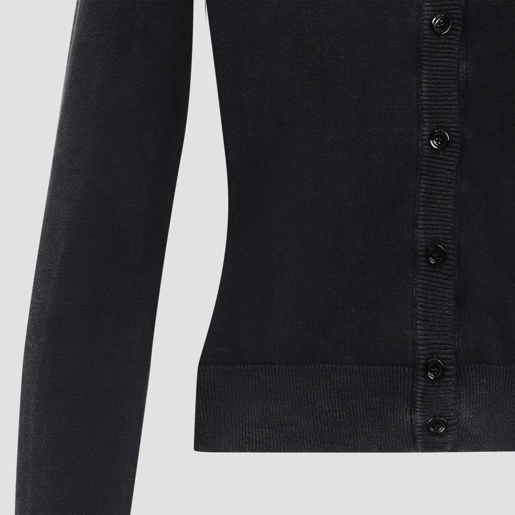 Button-Fastening Logo-Embroidered Cardigan