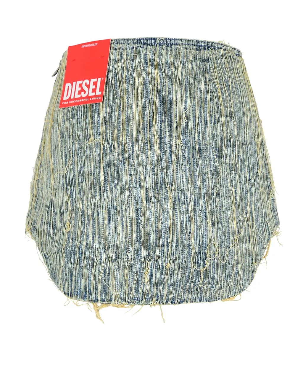 Frayed Denim Asymmetric Skirt