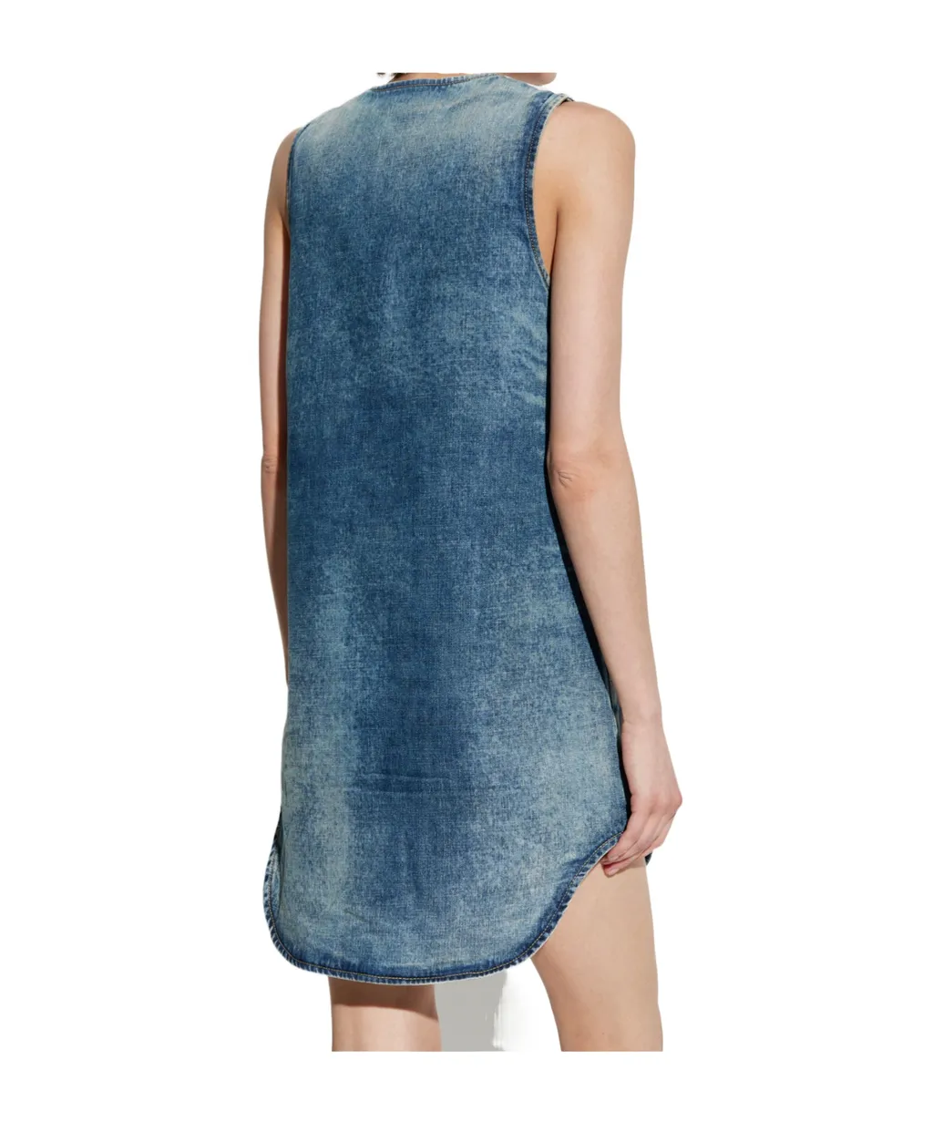 De-Laris Sleeveless V-Neck Denim Mini Dress