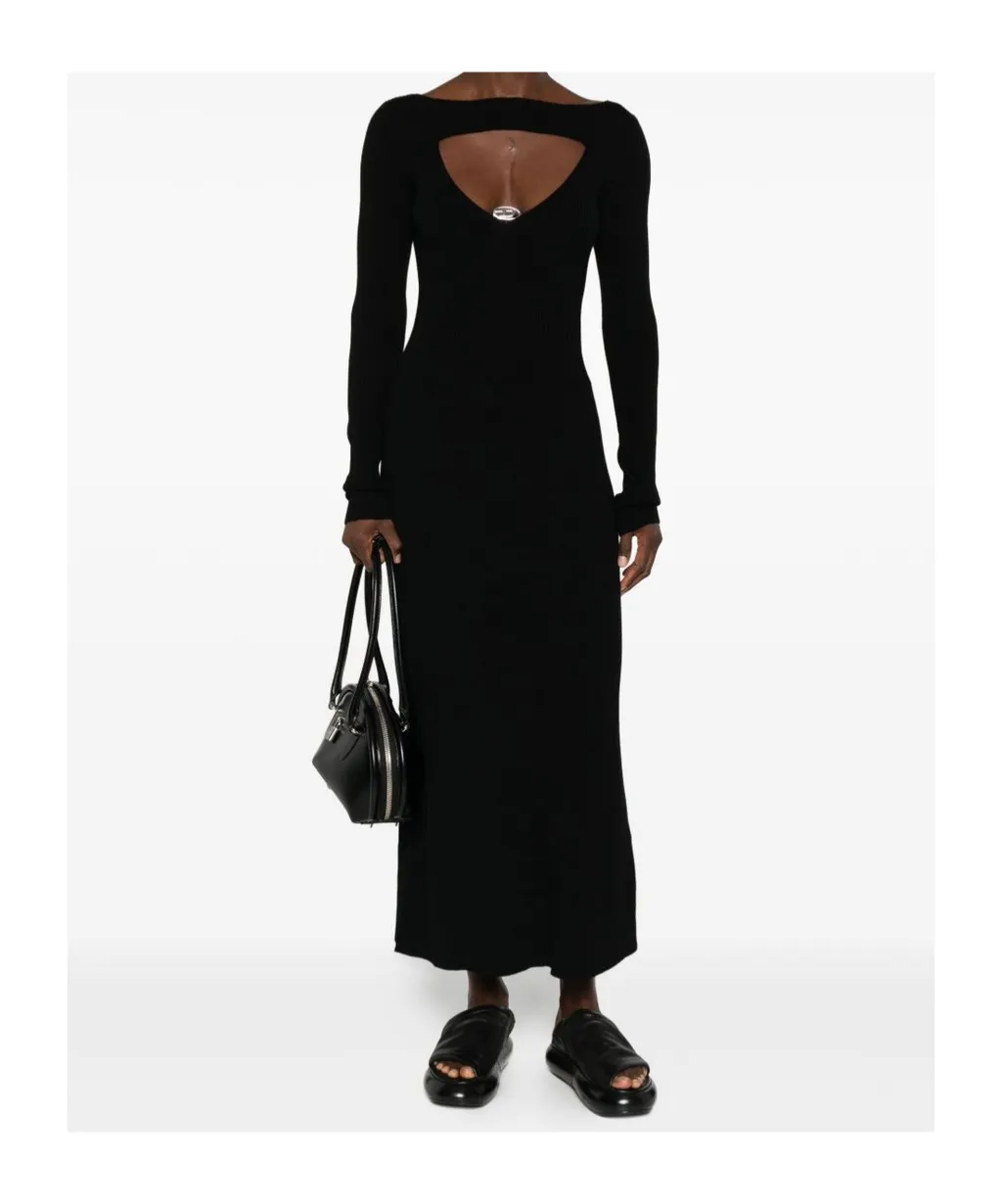 Logo-Embellished Long-Sleeve Midi Dress
