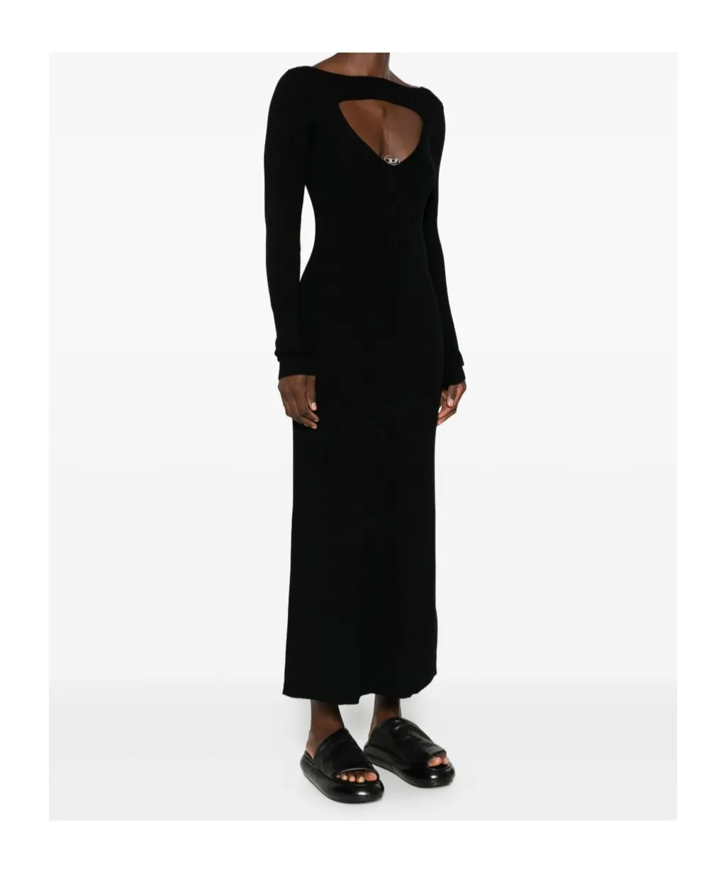 Logo-Embellished Long-Sleeve Midi Dress