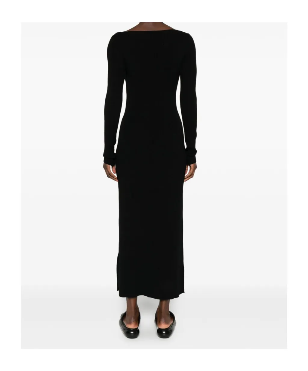 Logo-Embellished Long-Sleeve Midi Dress