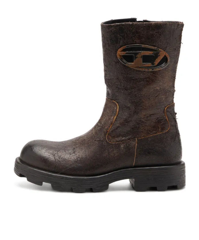 D-Hammer Distressed Crackled Suede Biker Boot
