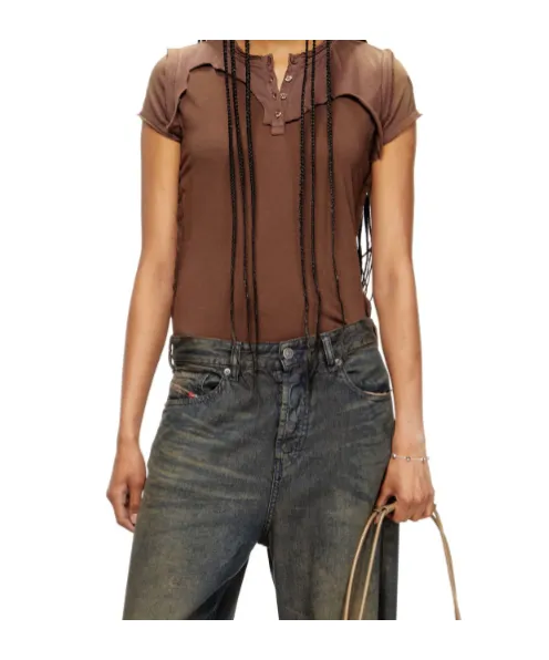 Henley Button-Fastening T-Shirt