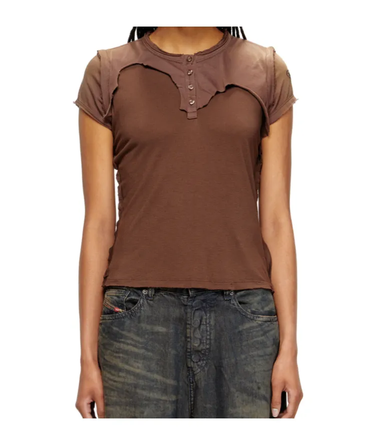 Henley Button-Fastening T-Shirt