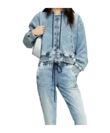 Hooded Zip-Up Denim Jacket