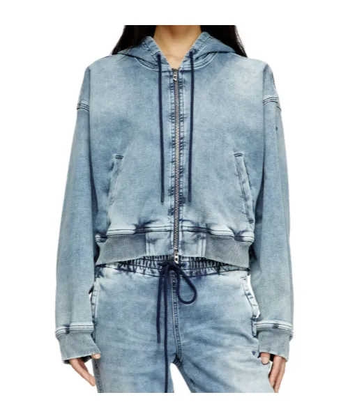 Hooded Zip-Up Denim Jacket