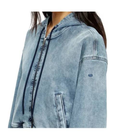 Hooded Zip-Up Denim Jacket
