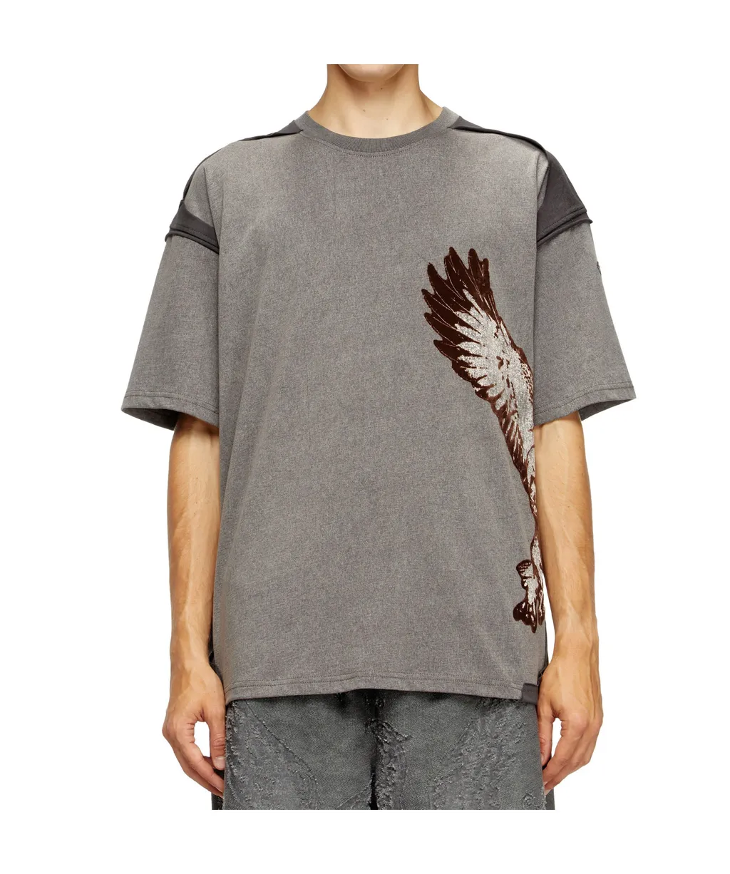 T-Boxt-Peeloff Eagle-Print Panelled T-Shirt